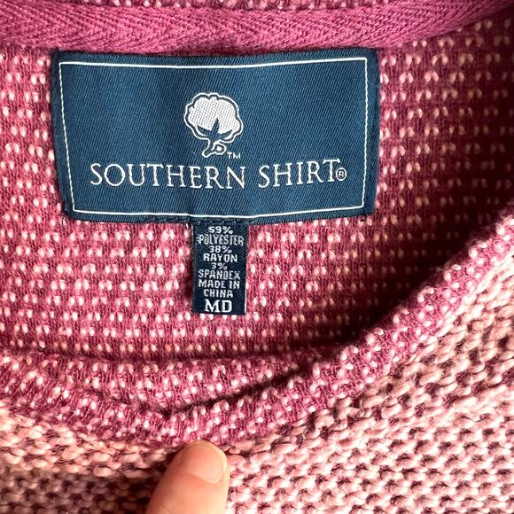 Southern Shirt Co SSCO Textured Knit Crewneck Pullover Sweater Berry Pink Med - Picture 2 of 10